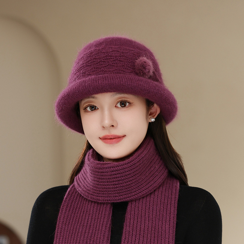 高品质兔毛盆帽女时尚新款加绒加厚妈妈帽冬季护耳保暖针织渔夫帽|undefined