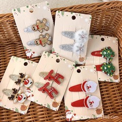 新しいクリスマスカード子供の髪飾りヘラジカクリスマスツリーサンタクロース前髪bbクリップ2点セット潮