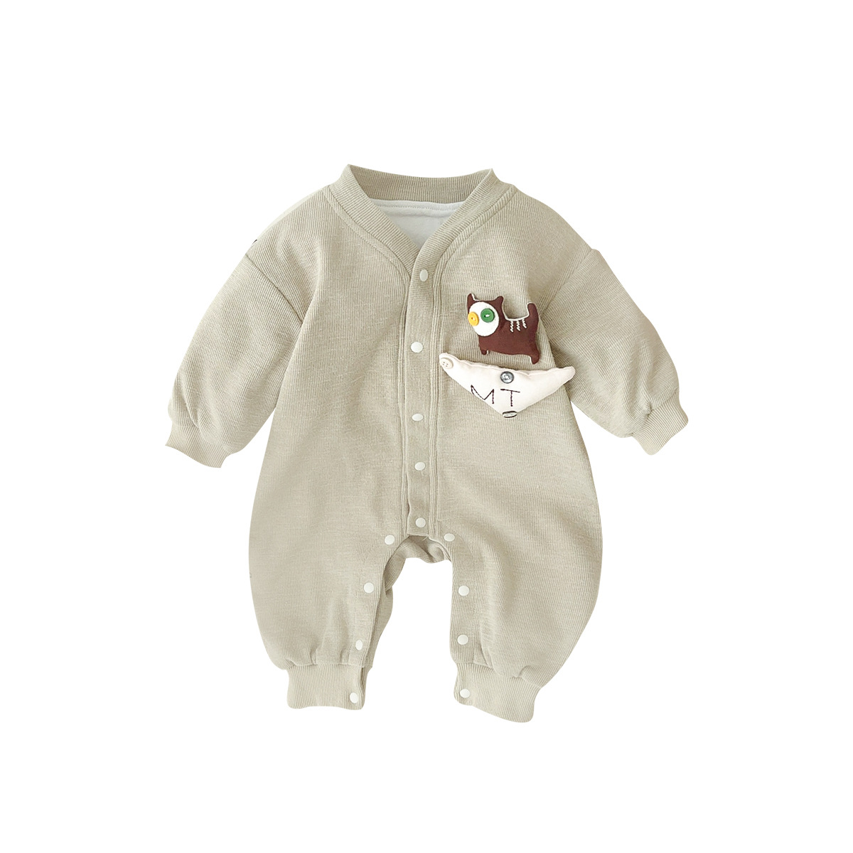 Nuevos productos en la primavera de 2025, mono para bebés, mameluco de manga larga para bebés masculinos coreanos, cachorro de dibujos animados, gateo