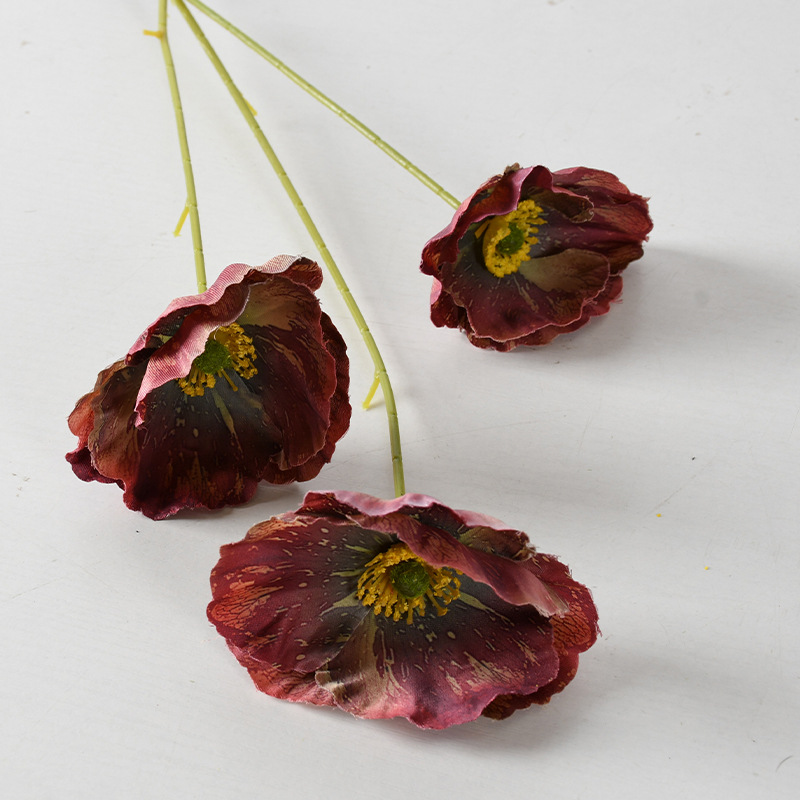 Simulación de flores de amapola 3D retrógrado pinturas al óleo de yu belleza flores falsas bodas decoración de hotel flores artificiales