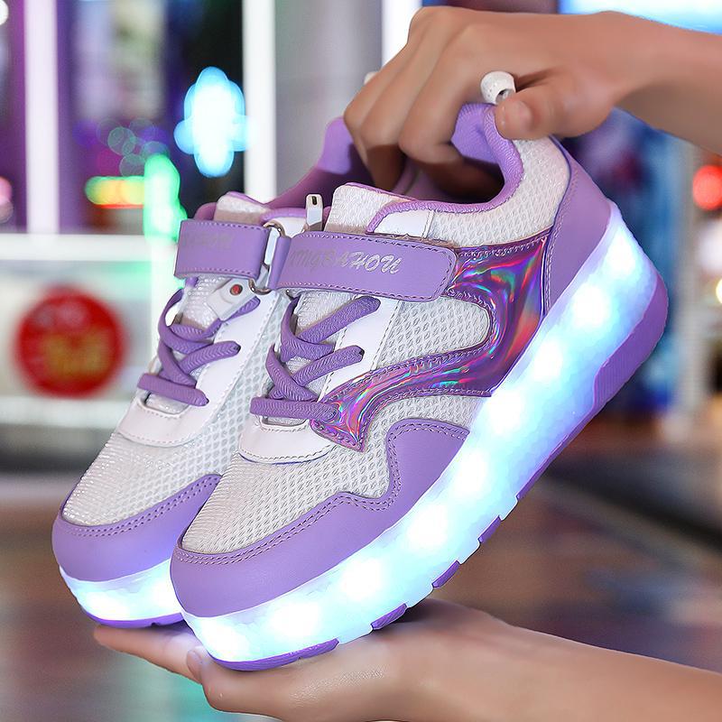 Heelys Shoes for Boys Factory Direct Sales New Children's Roller Sports Shoes Roller Skates Double Wheel Girls Trendy Heelys Shoes