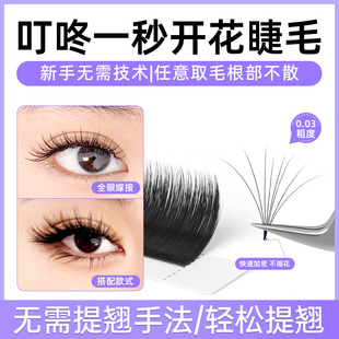Eyelashes Bloom in One Second. Special Grafted Comic Plush Style for Eyelash Beauty Stores. Decorate with Automatic Blooming and Hair Removal Without Root Loss
