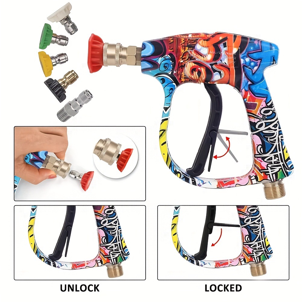 máquina de limpieza de alta presión pistola de agua de lavado de automóviles 5 boquillas de color en forma de ventilador 750 espuma de polietileno pintada cabeza de pistola de agua M22 pistola de agua