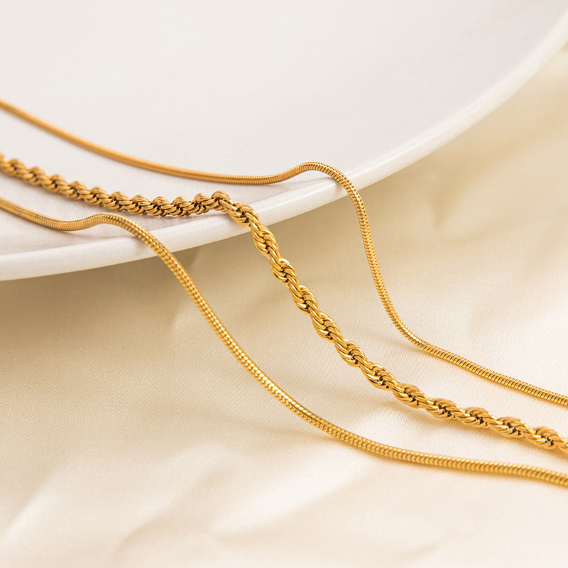 Wholesale Jewelry Retro Solid Color Titanium Steel Plating Three Layer Necklace display picture 4