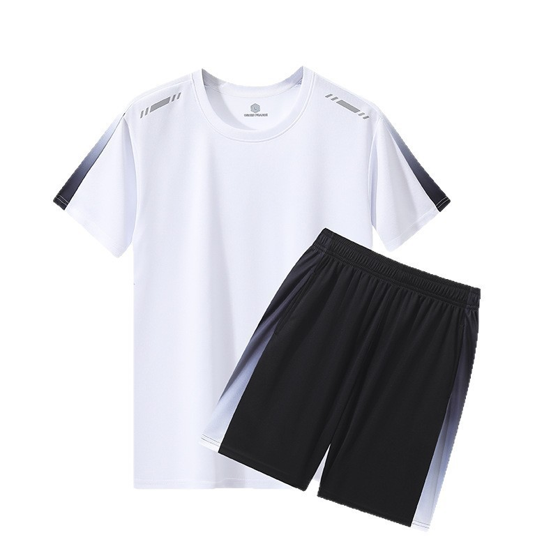Traje deportivo de verano para hombres running fitness suelta ropa seca rápida camiseta de dos piezas manga corta pantalones cortos ropa de entrenamiento de fútbol