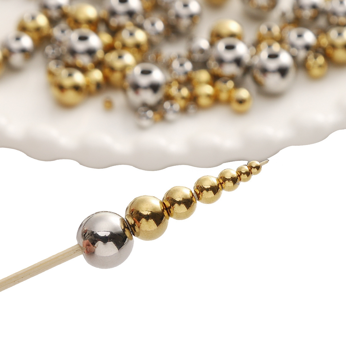 不锈钢光面圆珠小孔隔珠手链项链散珠子手工diy串珠配件厂家批发