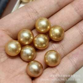 11-12mm天然海水珍珠南阳金珠正圆基本无暇高品质裸珠颗粒