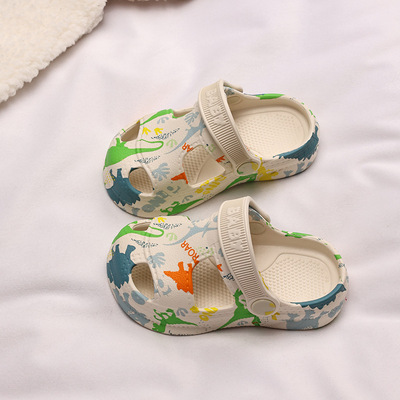 Мягкие комнатные нескользящие тапочки в стиле Crocs для мальчиков на платформе, подходят для носки на улице, мягкая подошва