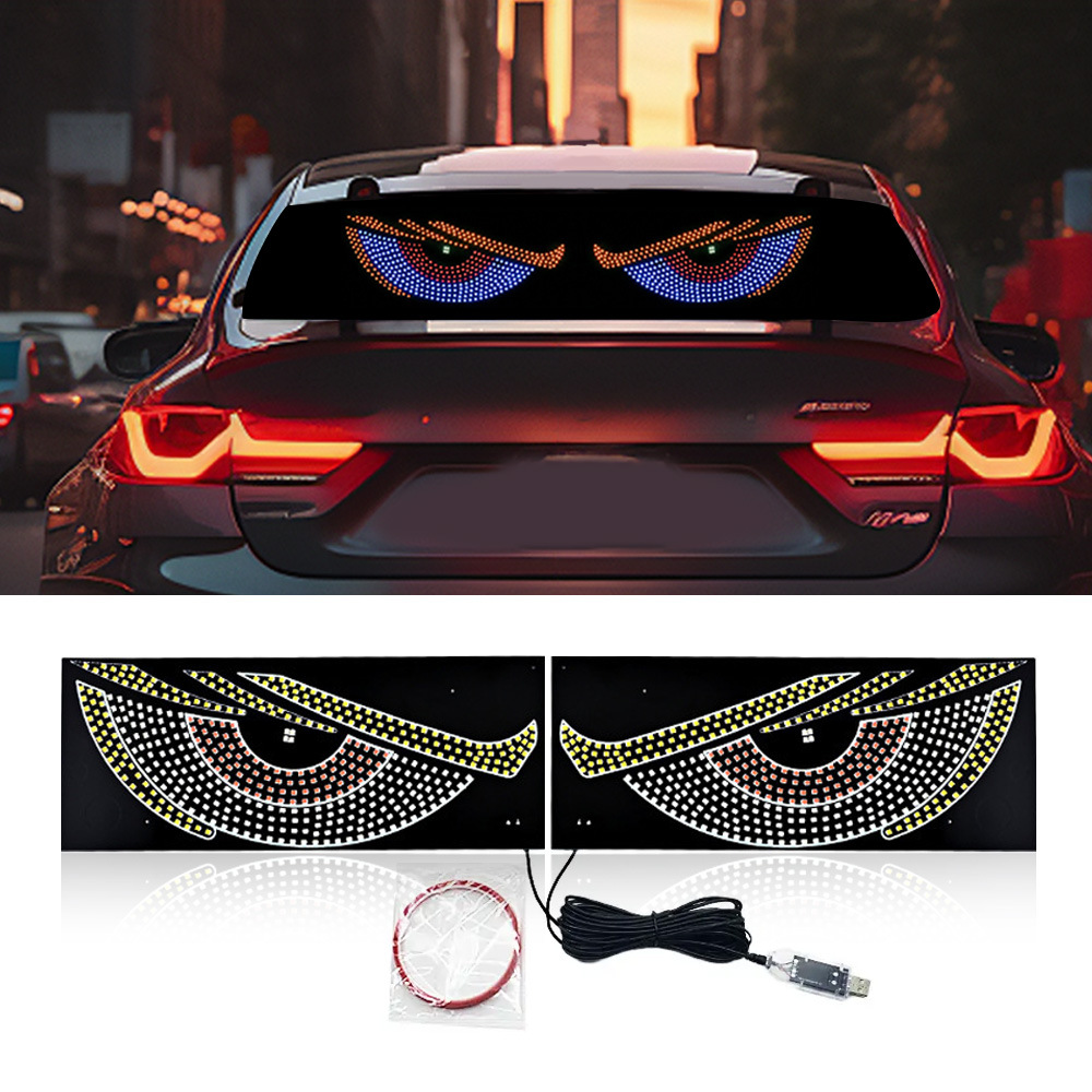 Cross-Border Car Led Devil Eye Light Sticker USB Car Devil Eye Led Display Screen Expression Car Atmosphere Light