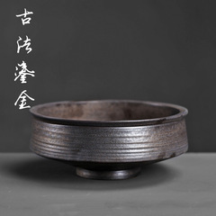 Tall stone pottery large tea wash Kungfu tea set pen wash ceramic accessories tea ceremony spare parts water basin washable bronze gilt