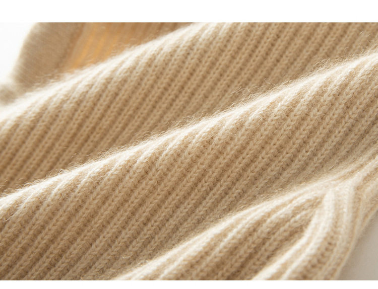 Mũ len cashmere kèm khăn quàng cổ liền khối nữ dệt kim giữ ấm tai mùa thu đông — Màu cà phê hoa, Màu cà phê đỏ, Màu xanh hải quân, Rượu vang đỏ chi tiết 12