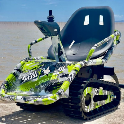 Children's Electric Tracked Beach Vehicle, All-Terrain Tracked Go-Kart, Upgraded Anti-Tip Tracked Tank Vehicle