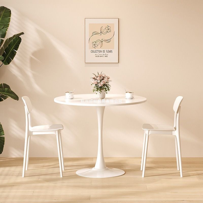 Round Table Simple Tulip White Leisure Dining Chair Negotiation Table Coffee Milk Tea Nordic Dining Table Balcony Dining Table and Chairs