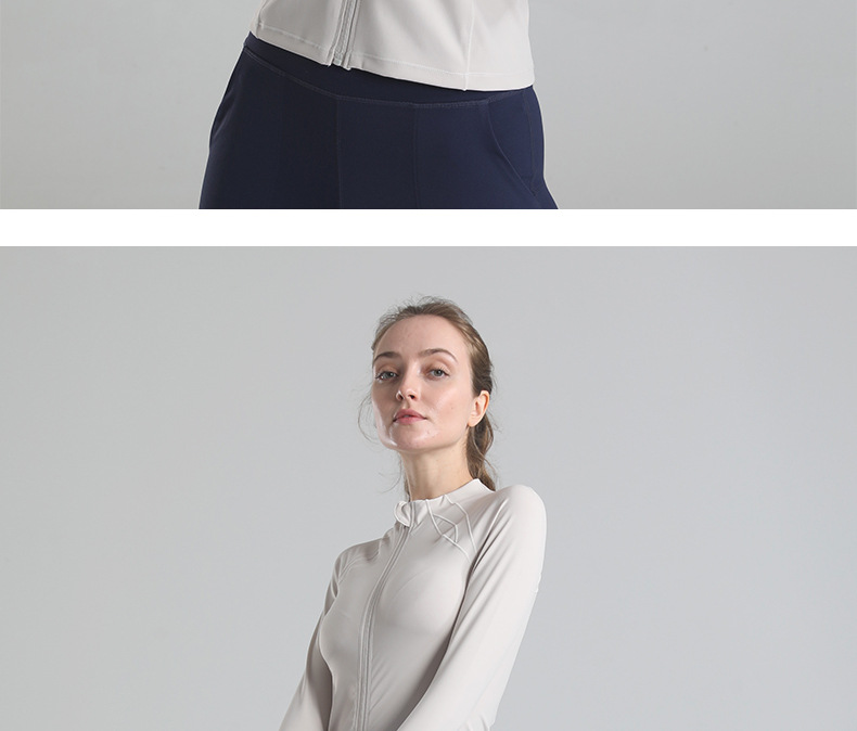 Women's Slim-Fit Zip-Up Yoga Jacket, Lightweight Quick-Dry Nylon Spandex Athletic Top, Breathable Second Skin Layer For Gym & Casual Wear_ecoleips.com