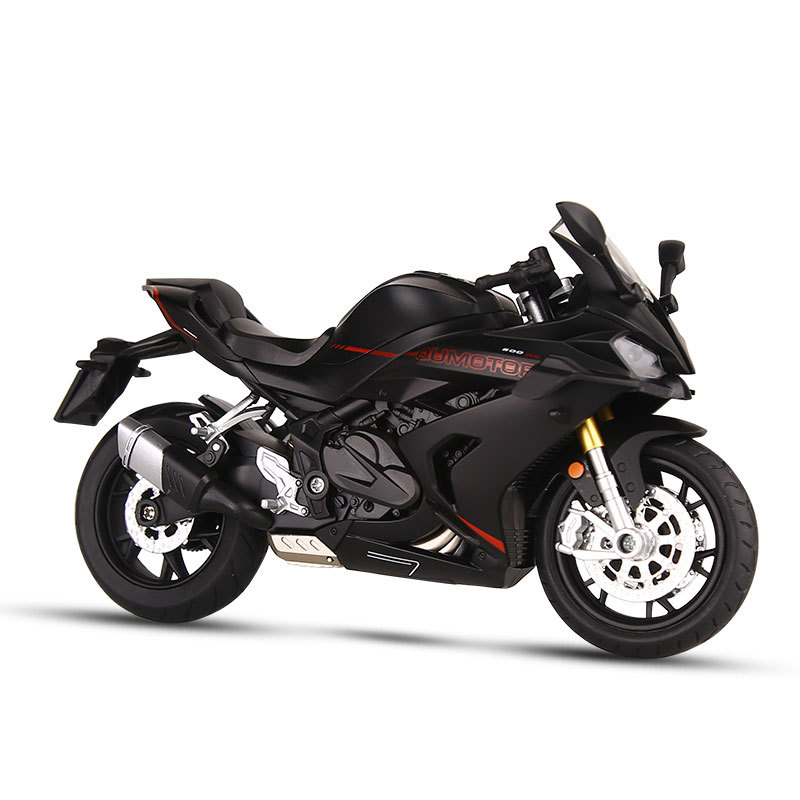 Modelo de motocicleta Kawasaki H2R de aleación realista Huayi 1/12, juguete para niños con sonido y movimiento suave.