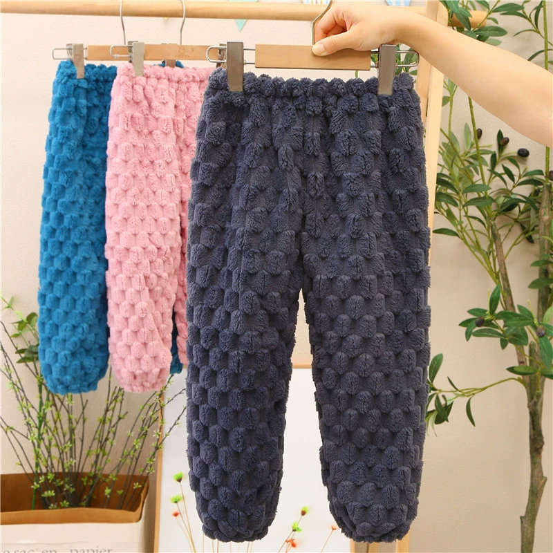Детские взрослые коралловые бархатные теплые брюки осенние и зимние фланелевые домашние брюки для мальчиков толстые девочки бархатные детские пижамы