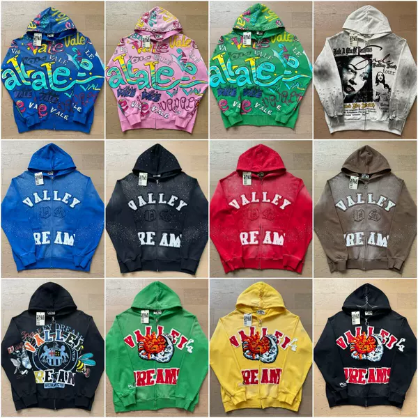 Vale Forever Vallery vintage letter print high street loose casual distressed hooded sweatshirt jacket