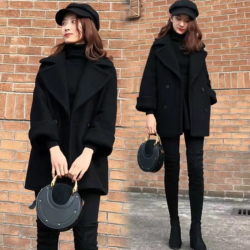 毛呢外套2025年流行新款黑色小香风呢子大衣女秋冬职业中长款加厚|undefined