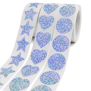 Five-Pointed Star Round Color-Changing Star Heart-Shaped Sticker Heart Sticker Self-Adhesive Label Sealing Sticker Laser Sticker