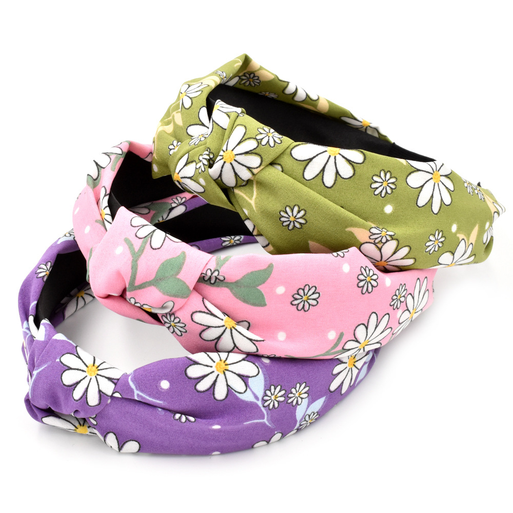 Fashion Daisy Printing Fabric Knotted Headband display picture 7