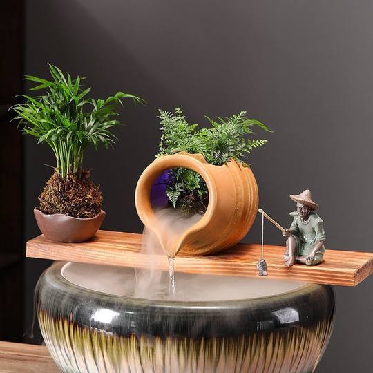 Circulating Water Pottery Pot Ecological Tank Ancient Fish Farming Courtyard Landscaping Ornaments Indoor Oxygenation Filtration Water Flow Accessories