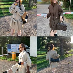 im向 里斯本秋日’天丝棉廓形立领慵懒秋季新款中长款风衣外套女