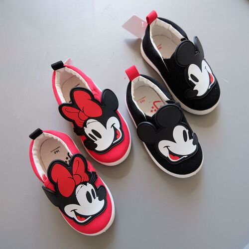 Foreign trade daily order 3D Mickey cartoon canvas shoes slip-on sneakers for boys and girls aged 1-7