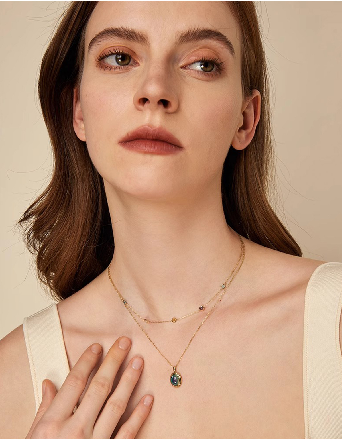 Copper Pendant Material Agate Inlay Material Pendant Necklace Classification Copper 18K Gold Plated Plating Inlay Geometric Agate Pendant Necklace