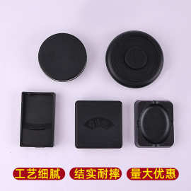 3寸长方形磨砂砚台4寸古马文房四宝圆墨盒便携书法用品批发毛笔
