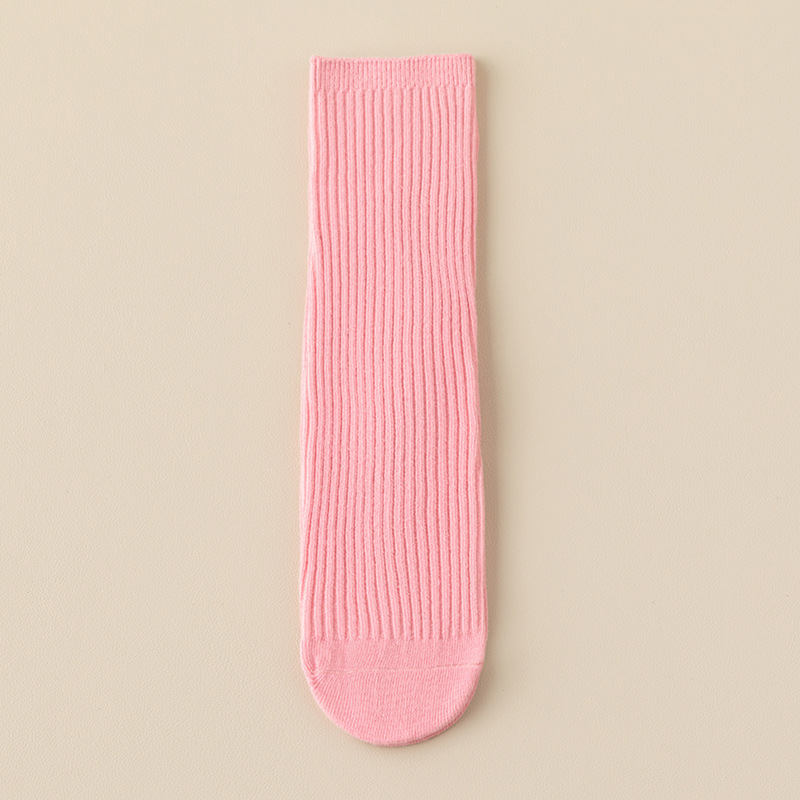 Calcetines de baile infantiles de colores brillantes, calcetines largos de color sólido para niños y niñas, calcetines hasta la pantorrilla de doble aguja, calcetines largos rectos al por mayor.