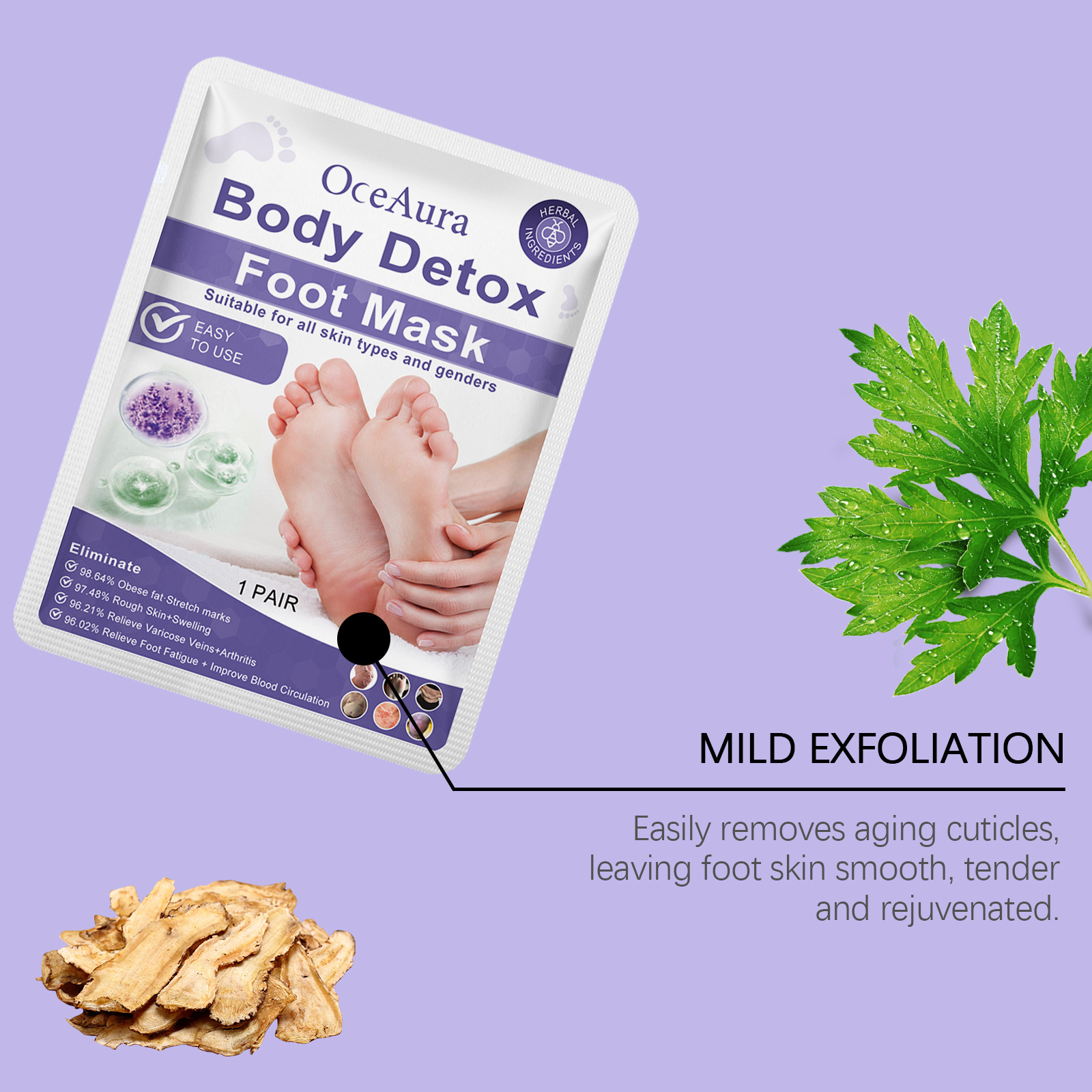 OCEAURA Fußmaskenbox, lindert Fußbeschwerden, reinigt sanft, verbessert die angenehme Figur, strafft und befeuchtet die Haut_voghion.com