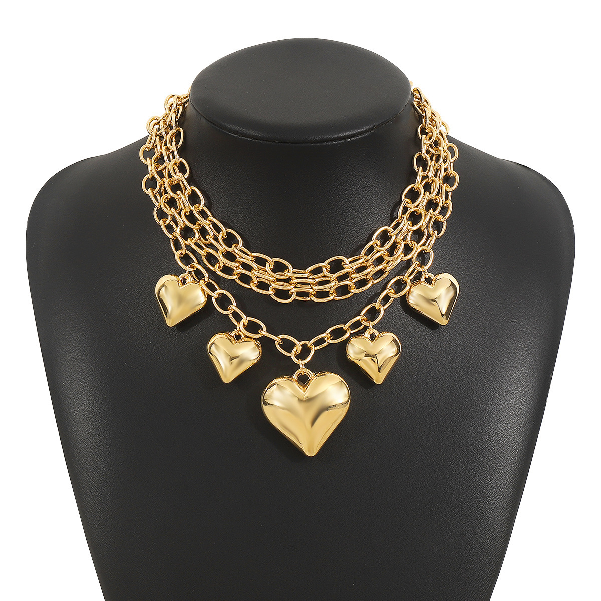 50g Weight CCB Pendant Material Necklace Classification Aluminum Chain Material Paperclip Chain Chain Type 1 Piece Quantity Daily Occasion CCB, Aluminum Material Heart Shape Pattern Women's Gender Plating Design Exaggerated Style Exaggerated Heart Shape CCB Aluminum Paperclip Chain Statement Necklaces Wholesale 11