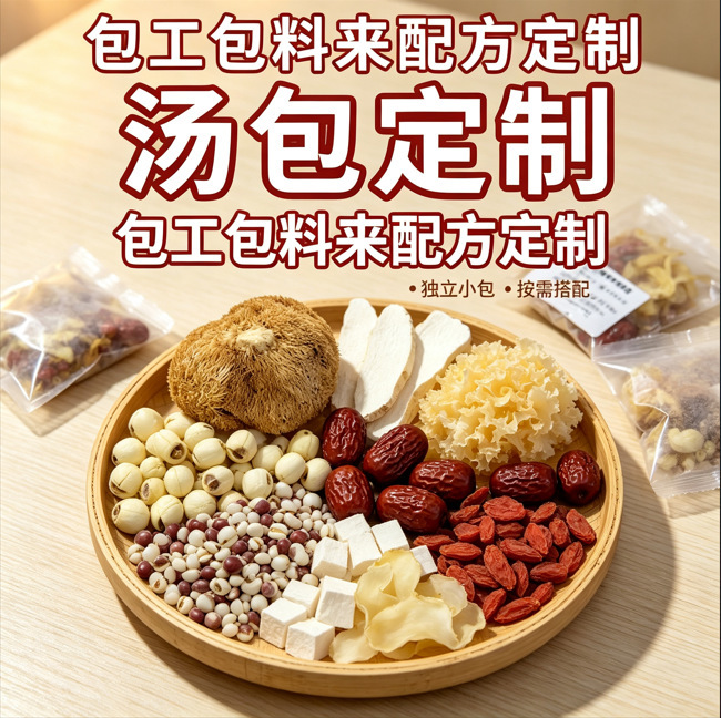 Medicinal soup ingredient packs, processed formula packs, health-preserving mushroom soup packs, medicinal soup ingredients for home use in a stew pot Medicinal soup ingredient packs, processed formula packs, health-preserving mushroom soup packs, medicinal soup ingredients for home use in a stew pot