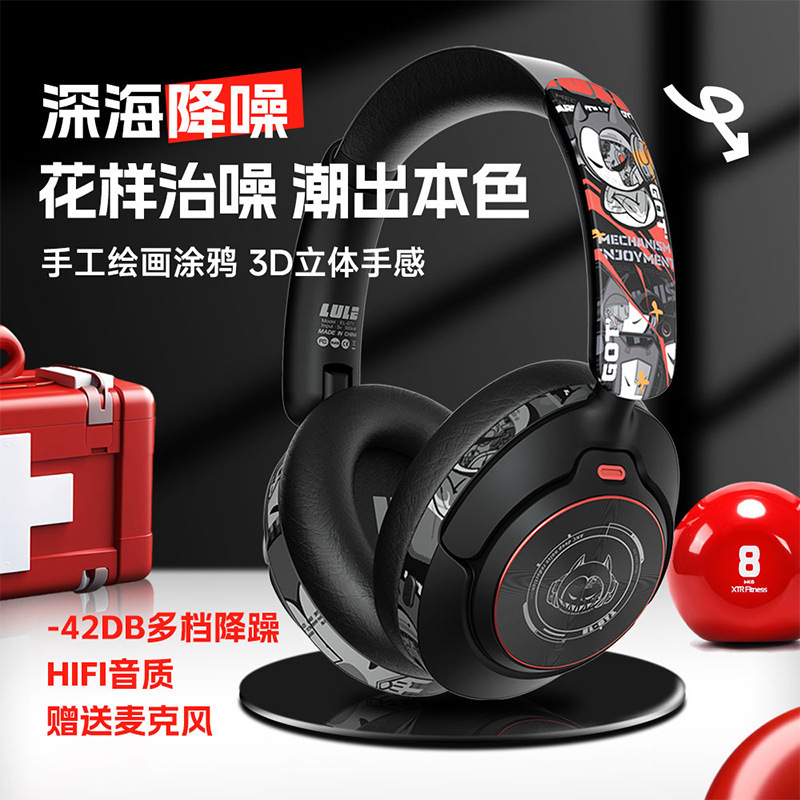 Noise-Canceling Over-Ear Bluetooth Headphones Anc Wireless Headset Computer Wired Gaming Factory E-Sports New Model Ear-Cover Type