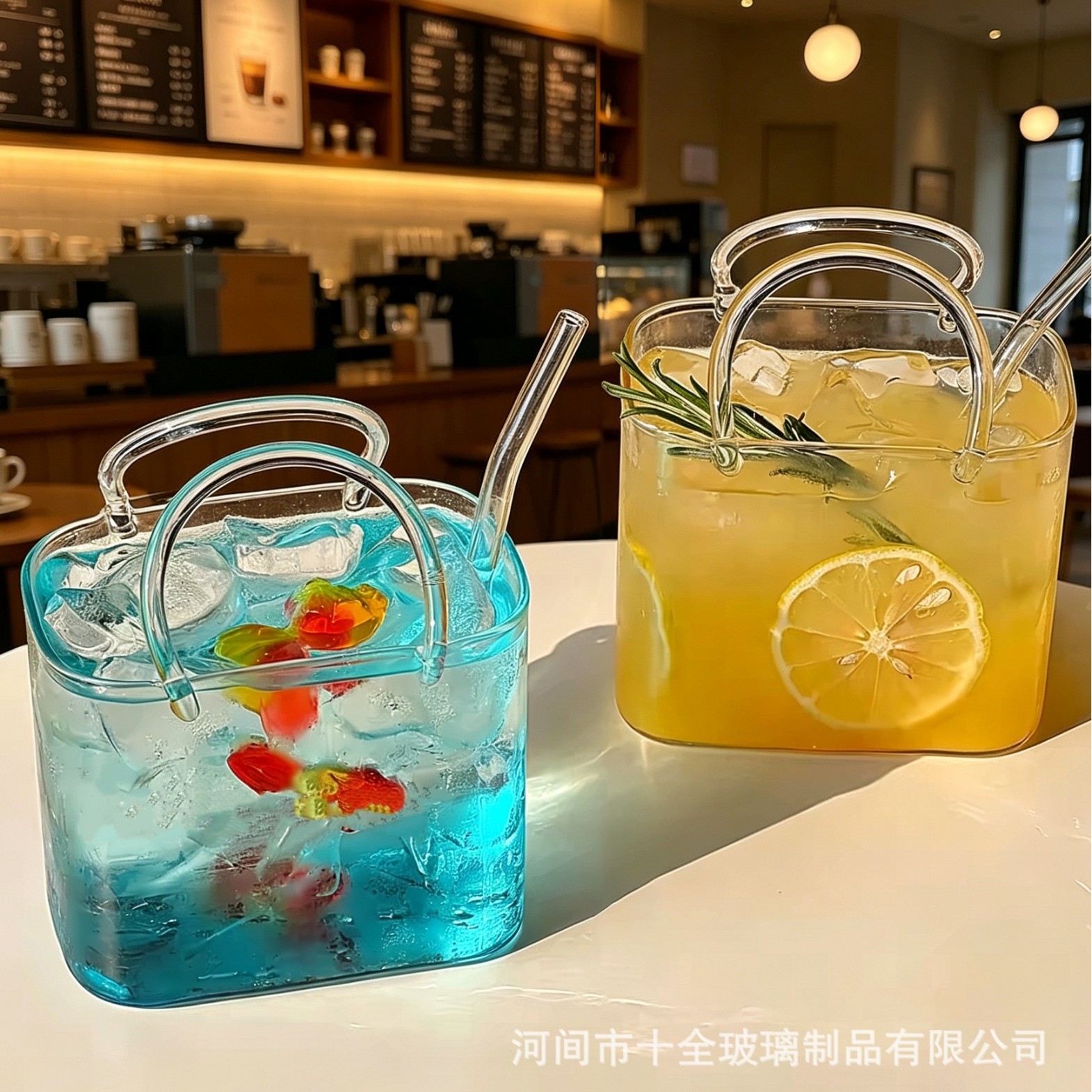 定制手提玻璃杯创意冷饮果汁高硼硅玻璃水杯果茶鸡尾酒微醺酒杯