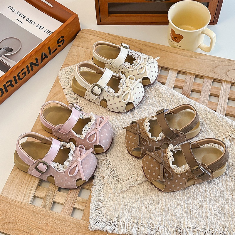 Mädchen-Sandalen mit Spitzenbesatz, geschlossener Zehenpartie und hohler Sohle, neuer Sommerstil, Mori Girl Prinzessinnenschuhe für Kleinkinder_voghion.com
