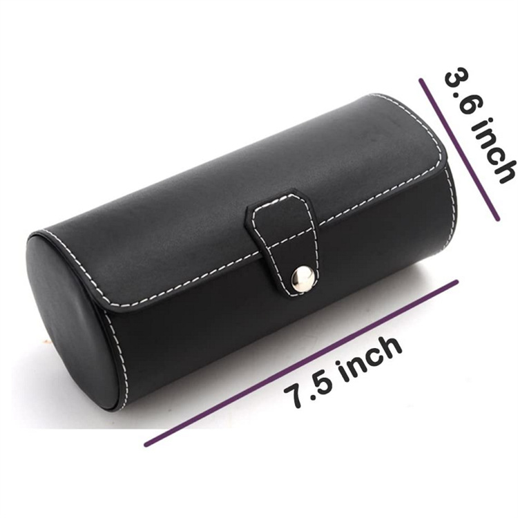 旅行手表收纳盒 人造革卷手表收纳袋首饰盒 3 个插槽(黑色)