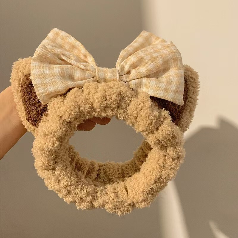 ぬいぐるみ洗顔ヘッドバンド、女性用フェイシャルマスク、洗顔ヘッドバンド、防水防湿ヘッドバンド、ヘッドバンド、ヘアアクセサリー|undefined