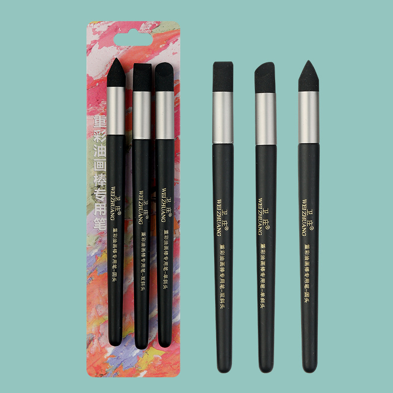 Juego de brochas para pintura al óleo con esponja y pinceles detallados