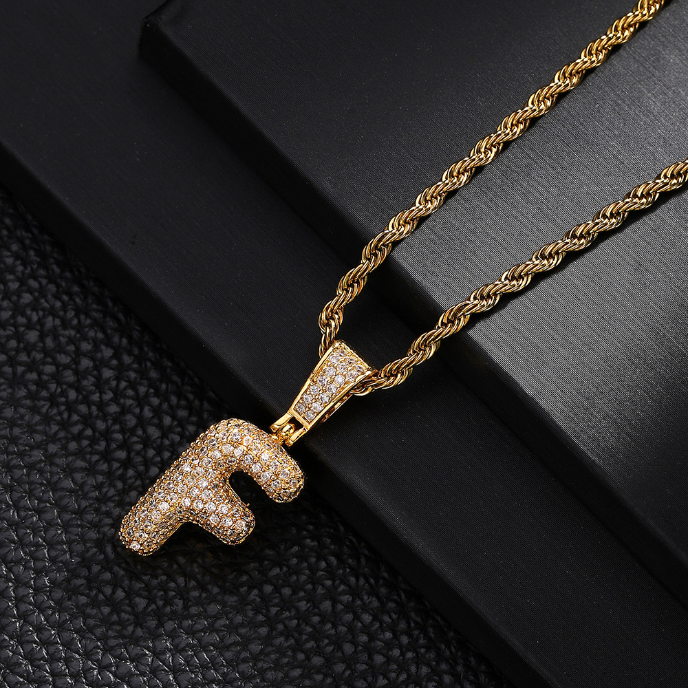Nuevo cross-border 26 letras inglesas colgantes collares de bronce y piedra collares de moda simplista para hombres y mujeres
