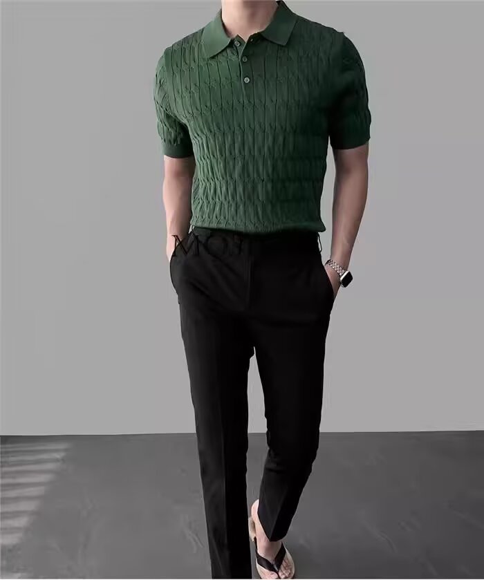 Men's Short Sleeve Polo Shirt Breathable Slim Fit Casual Summer Top_voghion.com