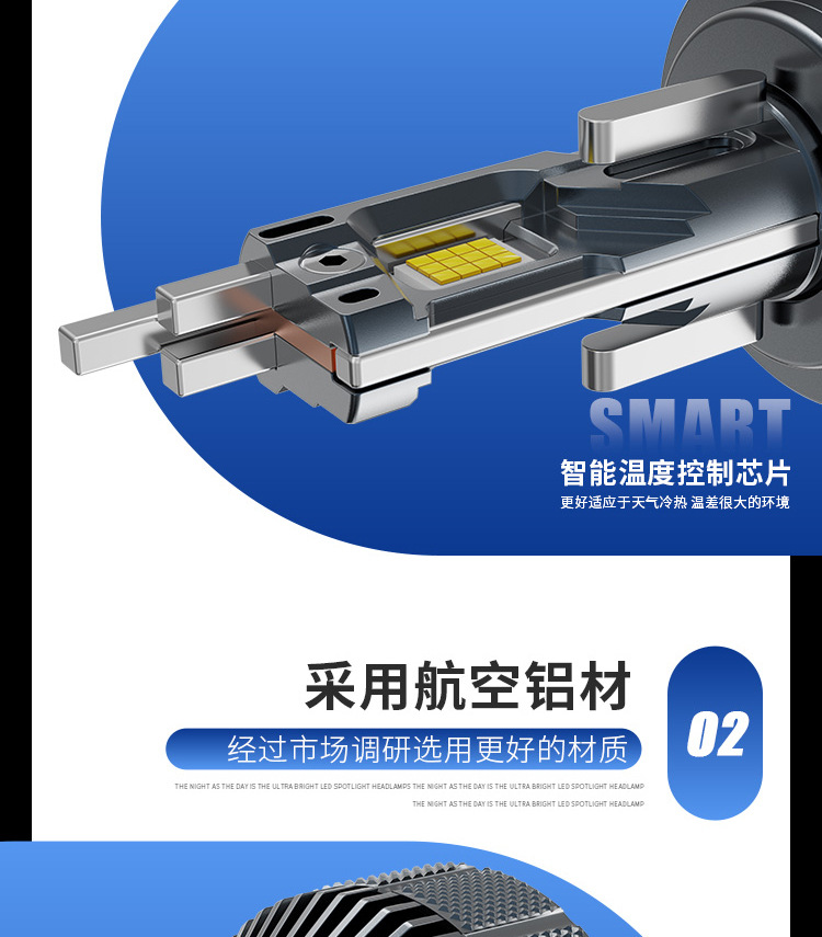 Cross-Border Hot-Selling 6 Copper Tube Car Led Headlight H4 High and Low Beam Integrated H7H19005 Spotlight Ultra-Bright Headlight 360W