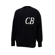 跨境新款CB小众极简字母logo提花宽松圆领男女百搭毛衣潮牌上衣潮