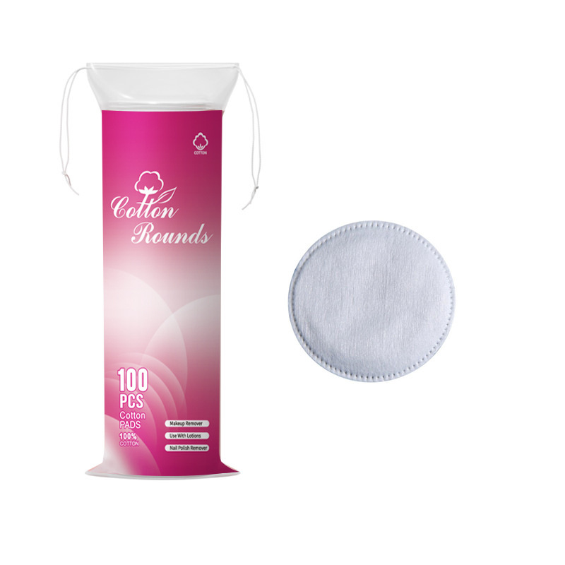 Transfronterizo inglés redondo hoja de algodón cosmético de algodón cerrado agujero de aguja relieve de borde de algodón de tres capas de algodón espeso intercalado hoja de algodón desmaquillaje