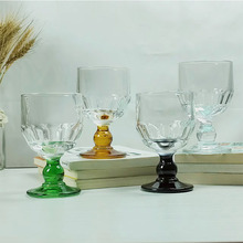 中古带珠洋酒杯轻奢小众简约ins风彩色冷饮鸡尾酒杯红酒杯玻璃杯