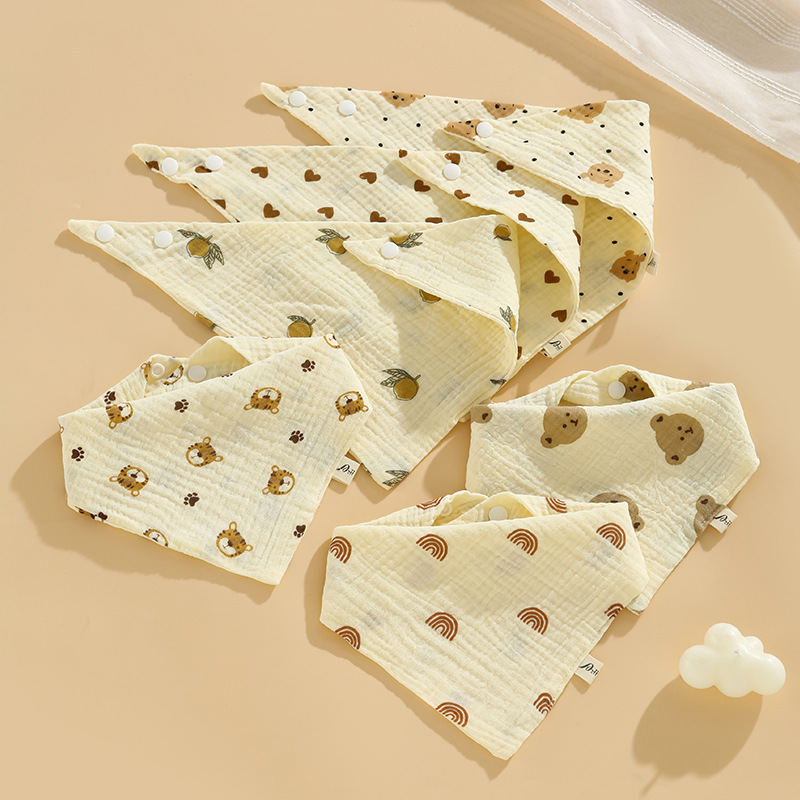 Ins hilo de algodón toalla triangular bebé babero de gasa de 4 capas recién nacido anti-escupir leche Toalla de saliva bebé babero de dibujos animados del Norte