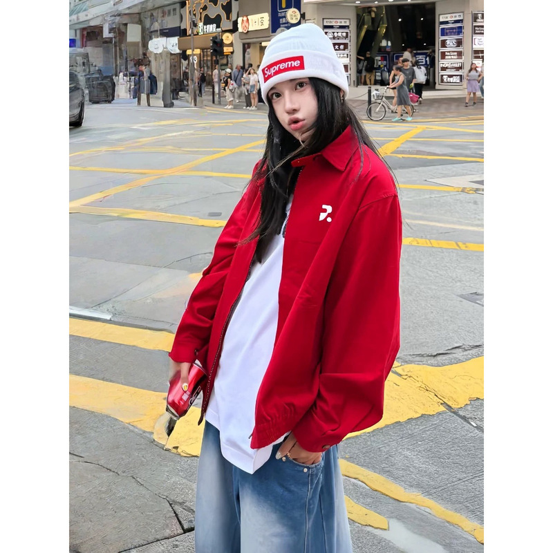 美式cleanfit立领哈灵顿夹克外套男女款秋季高级感短款工装棒球服|undefined