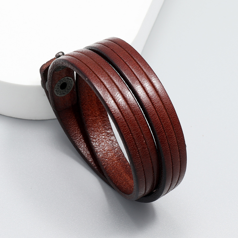 European and American fashion jewelry personality cowhide menu0027s bracelet