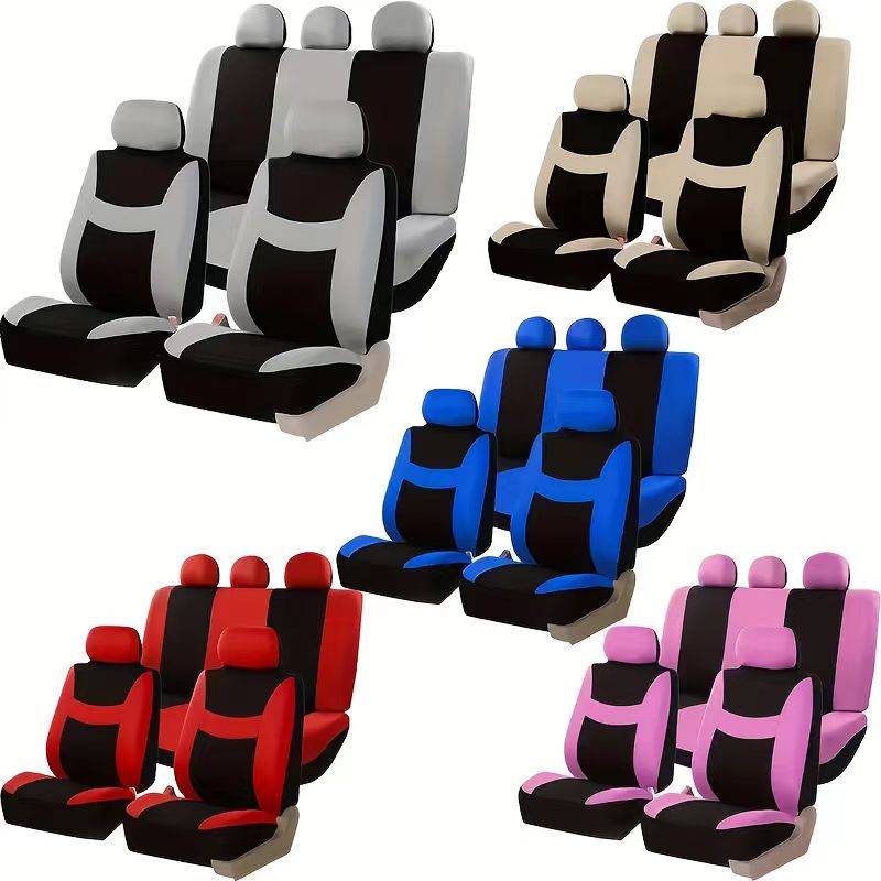 Cross-Border Temu Amazon Mexico Smiley Face Universal Five-Seater Car Fabric Seat Cover Factory Direct Sales in Large Quantities
