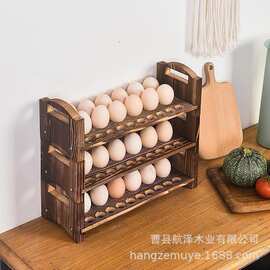跨境木质鸡蛋托盘厨房可叠加鸡蛋固定收纳架复活节装饰魔鬼蛋托